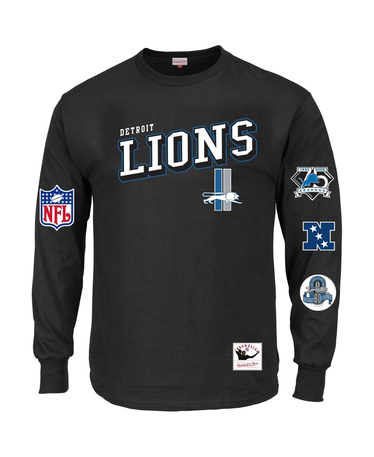 Mitchell & Ness Men's Black Detroit Lions Big & Tall Training Camp Long Sleeve T-Shirt - Black