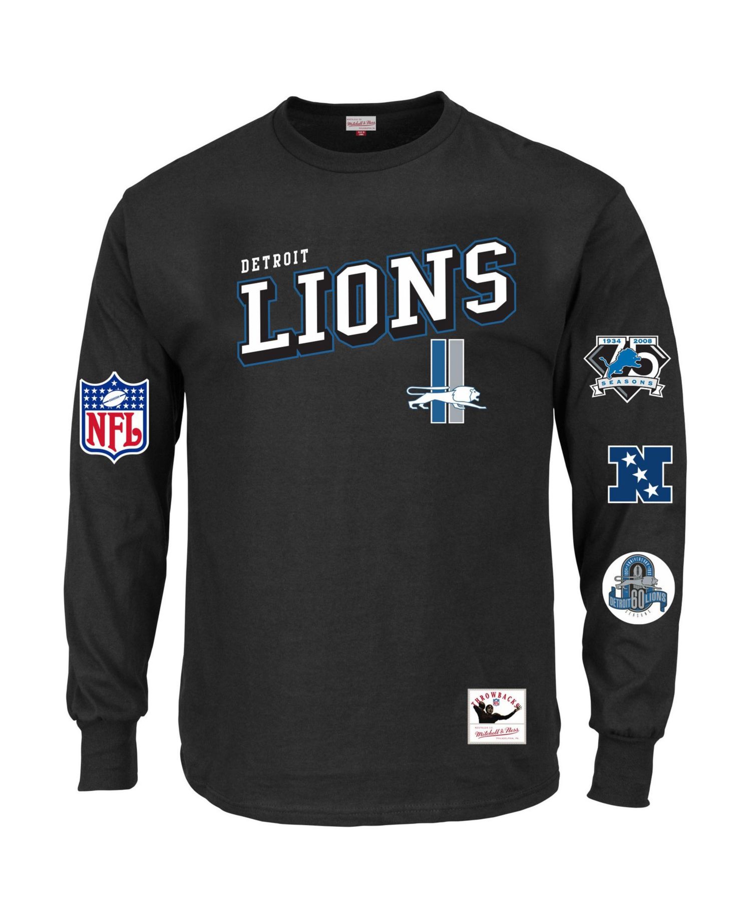 Men's Black Detroit Lions Big & Tall Training Camp Long Sleeve T-Shirt