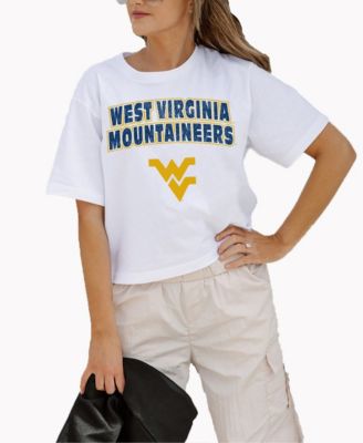 Women's White West Virginia Mountaineers Logo Boxy Fit Cropped T-Shirt