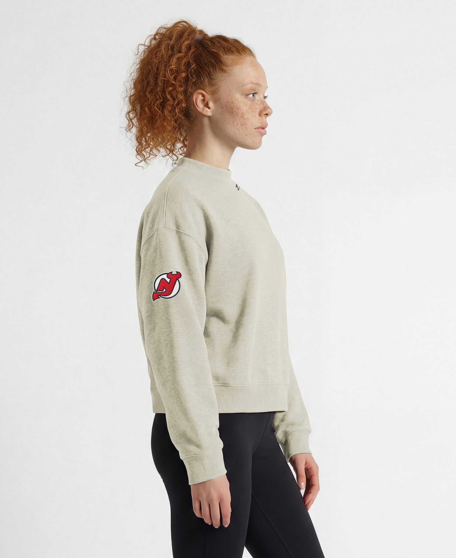 Women's New Jersey Devils Collar Script Triumph Fleece Pullover Crewneck Sweatshirt