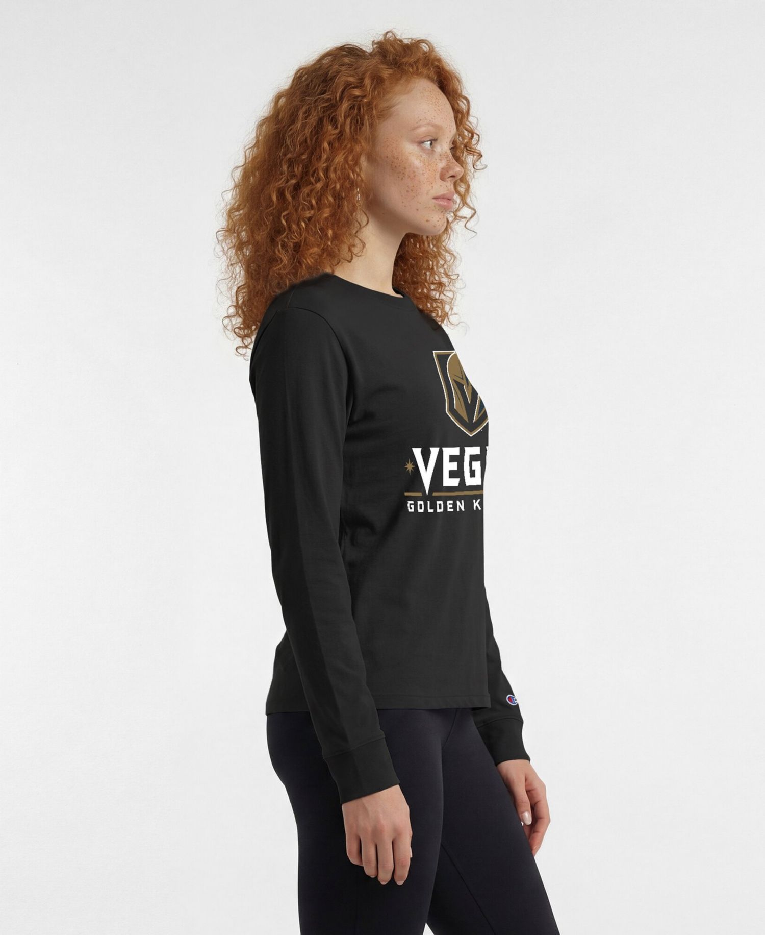 Women's Vegas Golden Knights Wordmark Lockup Long-Sleeve Crewneck T-Shirt