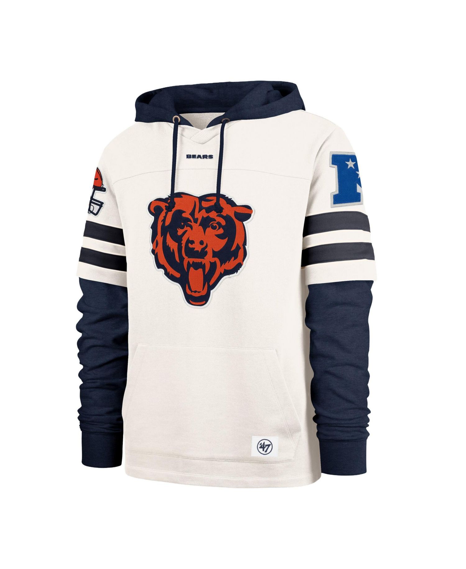 Men's Cream Chicago Bears Split Zone Cornerback Duo Lacer Hoodie