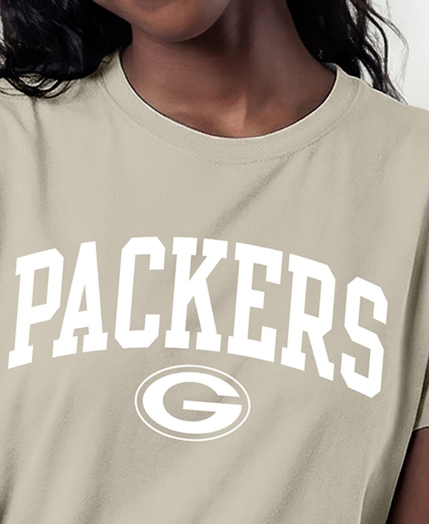 Women's Cocoa Butter Green Bay Packers Screen Print Graphics T-Shirt