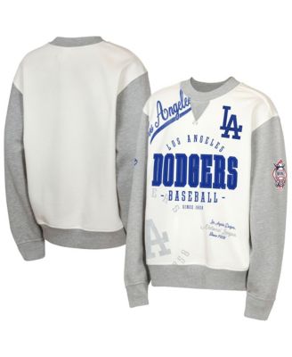 Big Boys and Girls Cream/Gray Los Angeles Dodgers Big League Power Hit Fleece Sweatshirt
