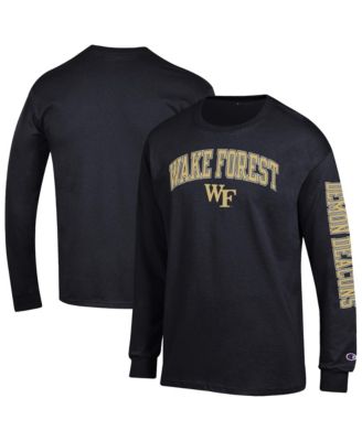Men's Wake Forest Demon Deacons Arch Over Logo 2-Hit Long-Sleeve Crewneck Screen-Print Graphic T-Shirt