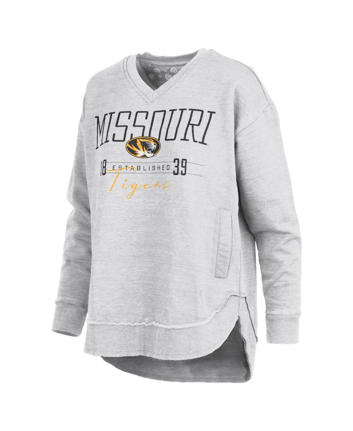 Pressbox Women's Missouri Tigers Marcus East Hall Poncho V-Neck Screen-Print Graphics Sweatshirt