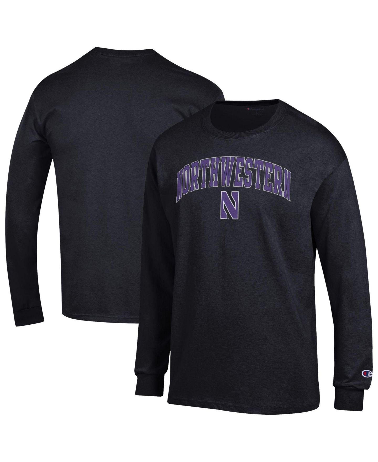 Мужская футболка Champion Black Northwestern Wildcats Arch Over Logo Long Sleeve — фото 1
