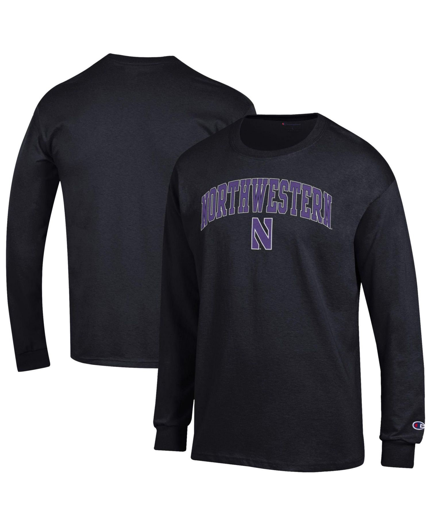 Men's Black Northwestern Wildcats Arch Over Logo Long Sleeve T-Shirt