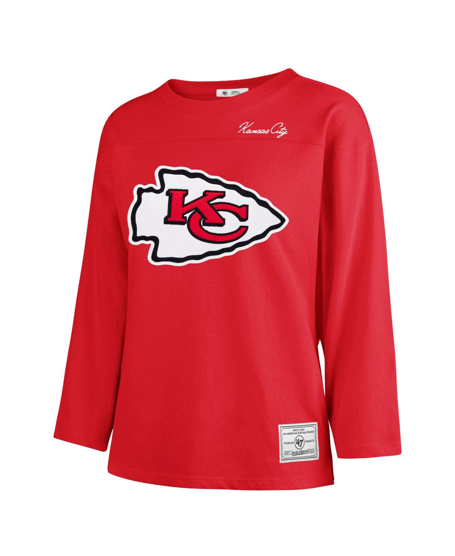 Women's Kansas City Chiefs Game Nod Timeless Long-Sleeve Crewneck Heavyweight Cotton T-Shirt