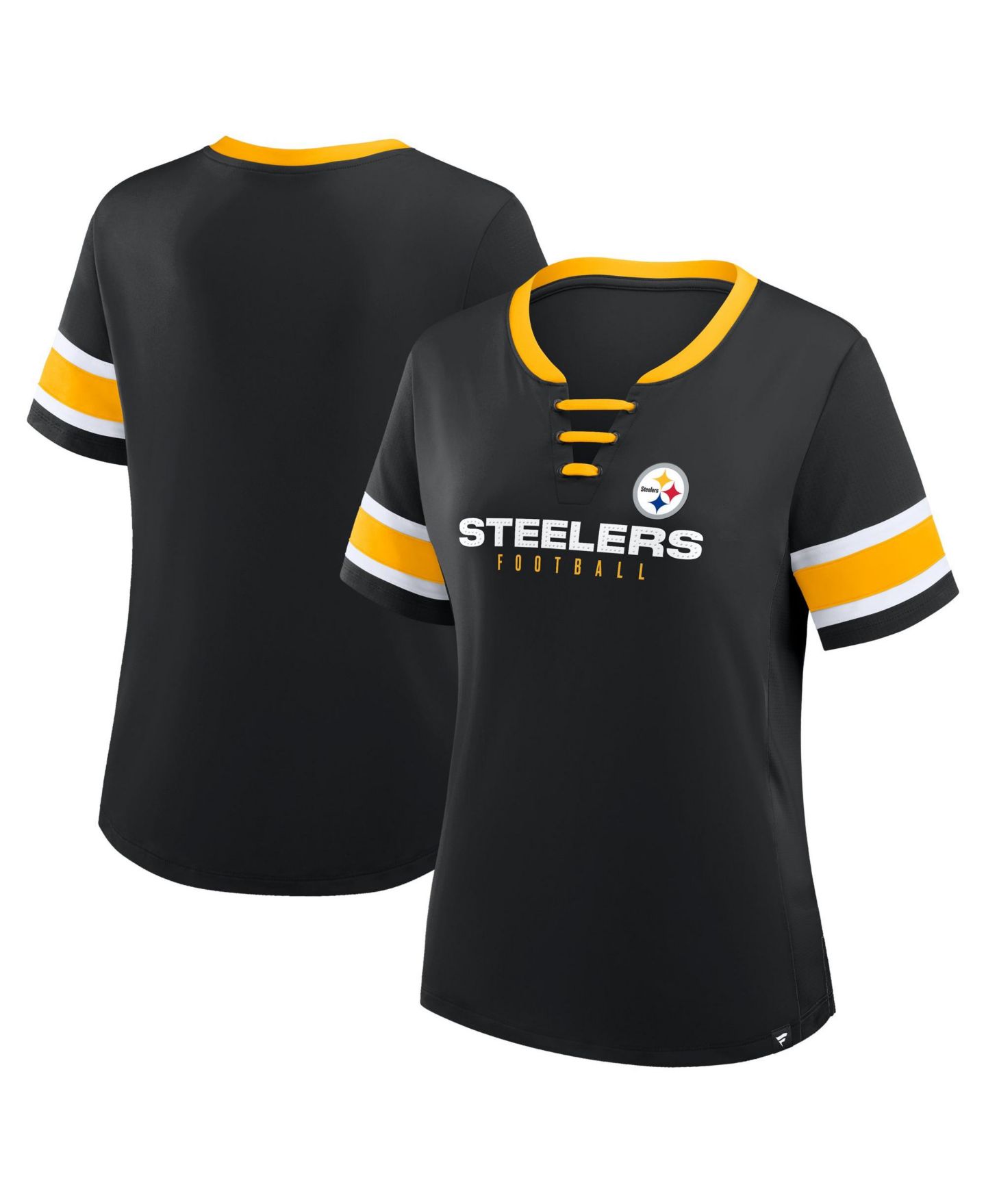 Женская футболка Fanatics Plus Size Pittsburgh Steelers Red Zone Athena Lace-Up V-Notch Neck — фото 1