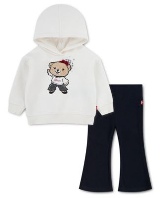 Baby Girls' Bear Graphic Hoodie and Flared Pants, 2-Piece Set