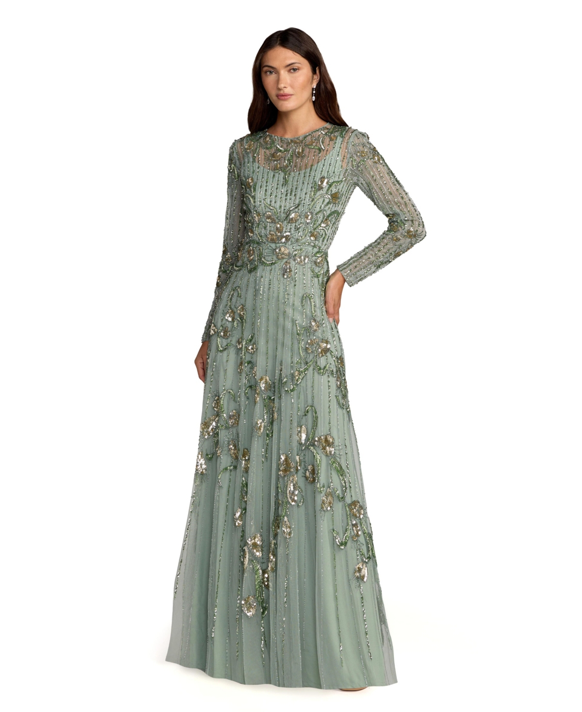 Mac Duggal Women's Embellished Long Sleeve A-Line Gown