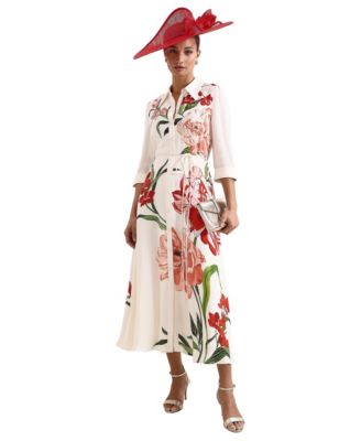 Women's Anabella Floral-Print Midi Shirt Dress