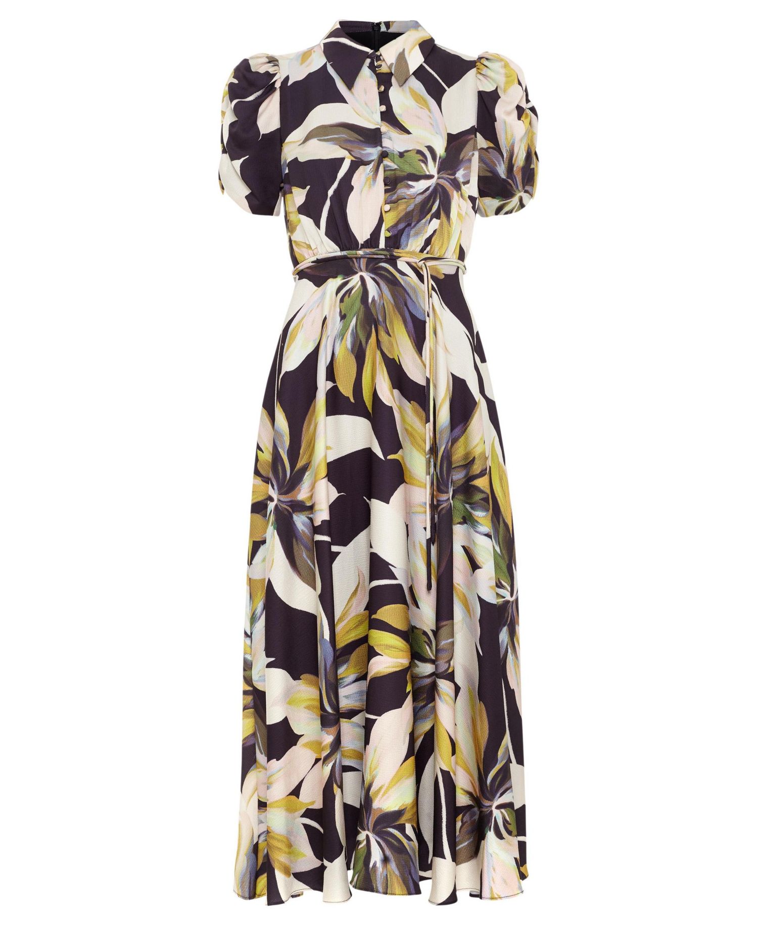 Women's Bella Floral-Print Puff Sleeve Midi Shirt Dress