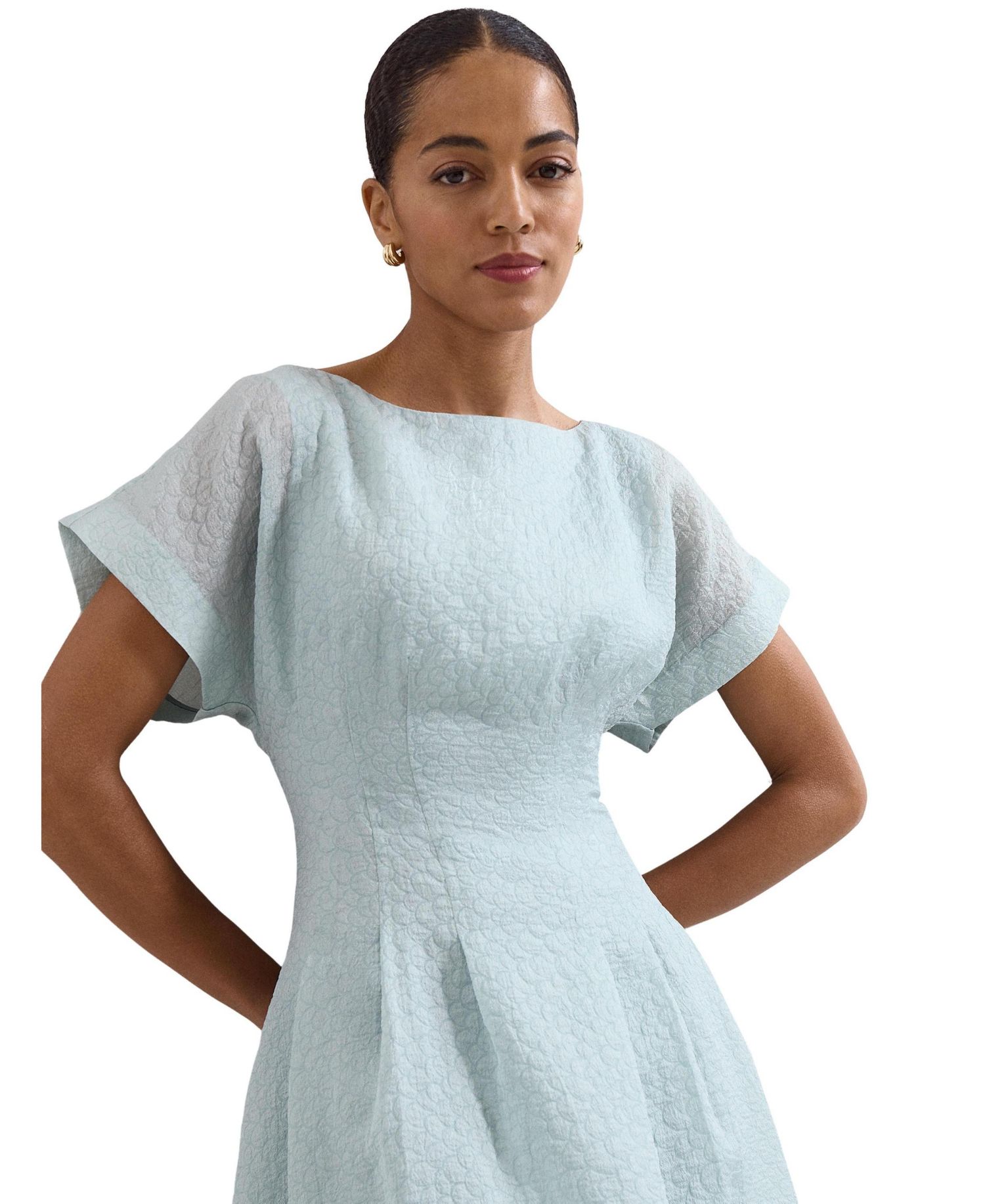 Women's Laya Boat Neck Short-Sleeve A-Line Midi Dress