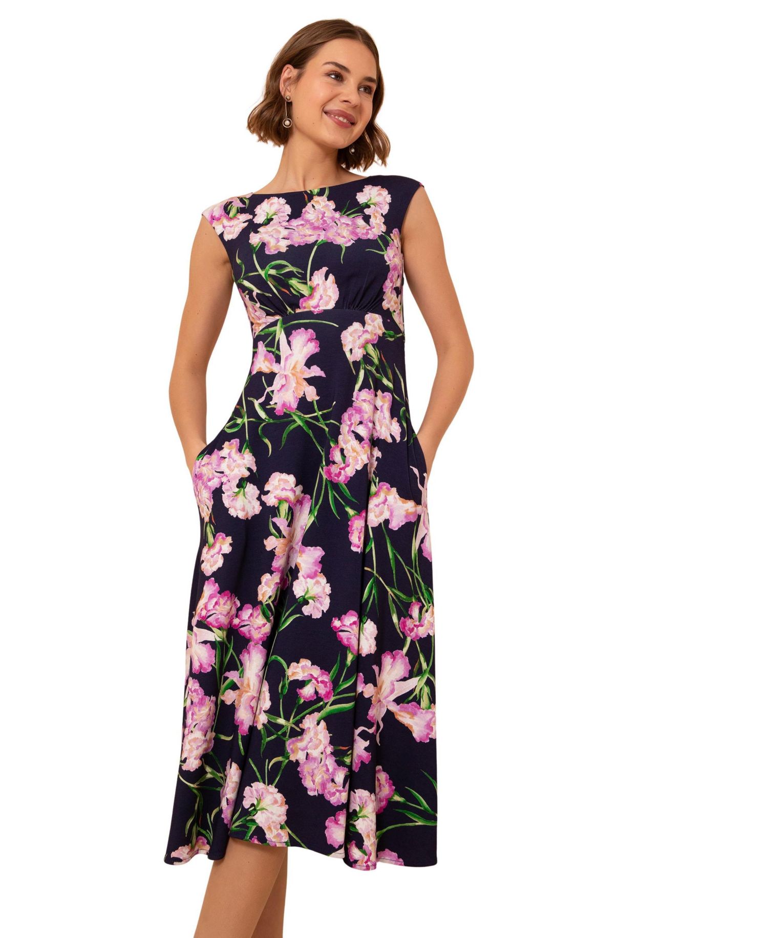 Women's Luna Wedding-Guest Floral A-Line Midi Dress