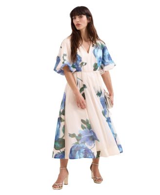 Women's Adeline V-Neck Short-Sleeve Floral Midi Dress