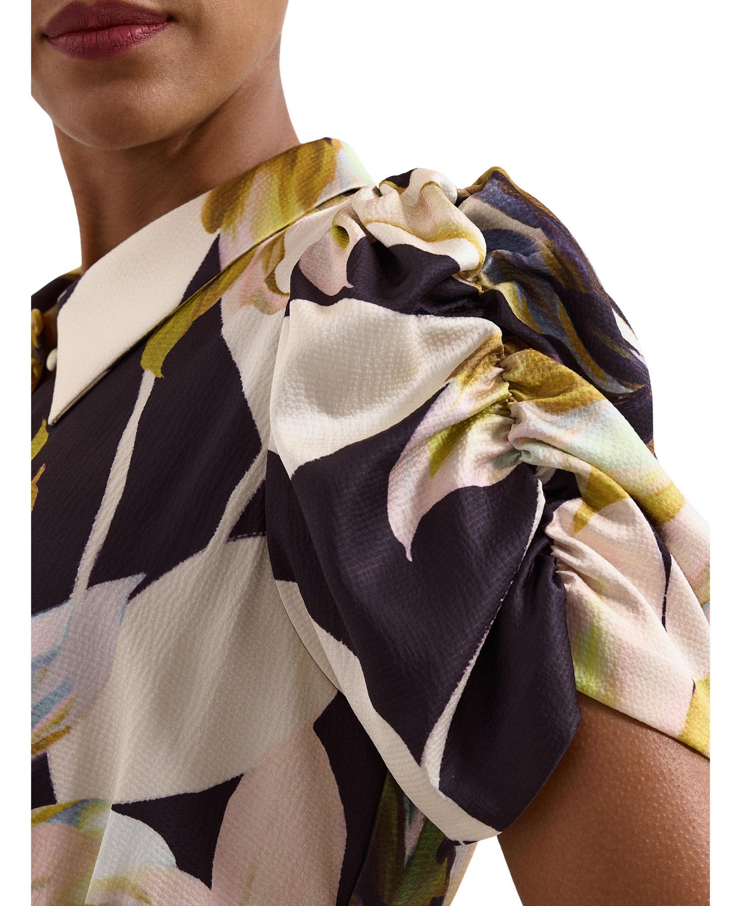 Women's Bella Floral Puff-Sleeve Midi Shirt Dress