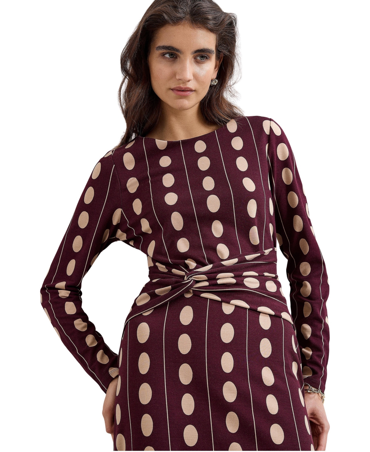 Phase Eight Women's Eugenie Spot Knot-Waist Midi Dress