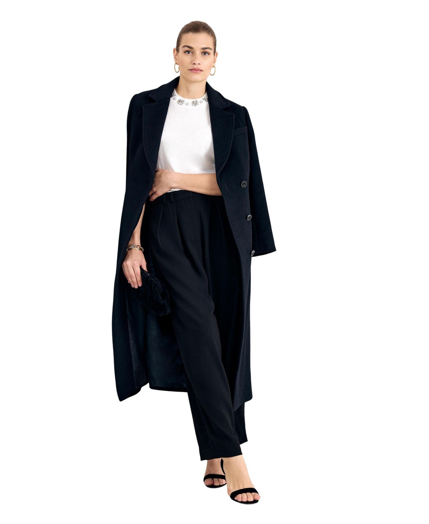 Women's Cailyn Wool-Blend Tailored Lined Maxi Coat