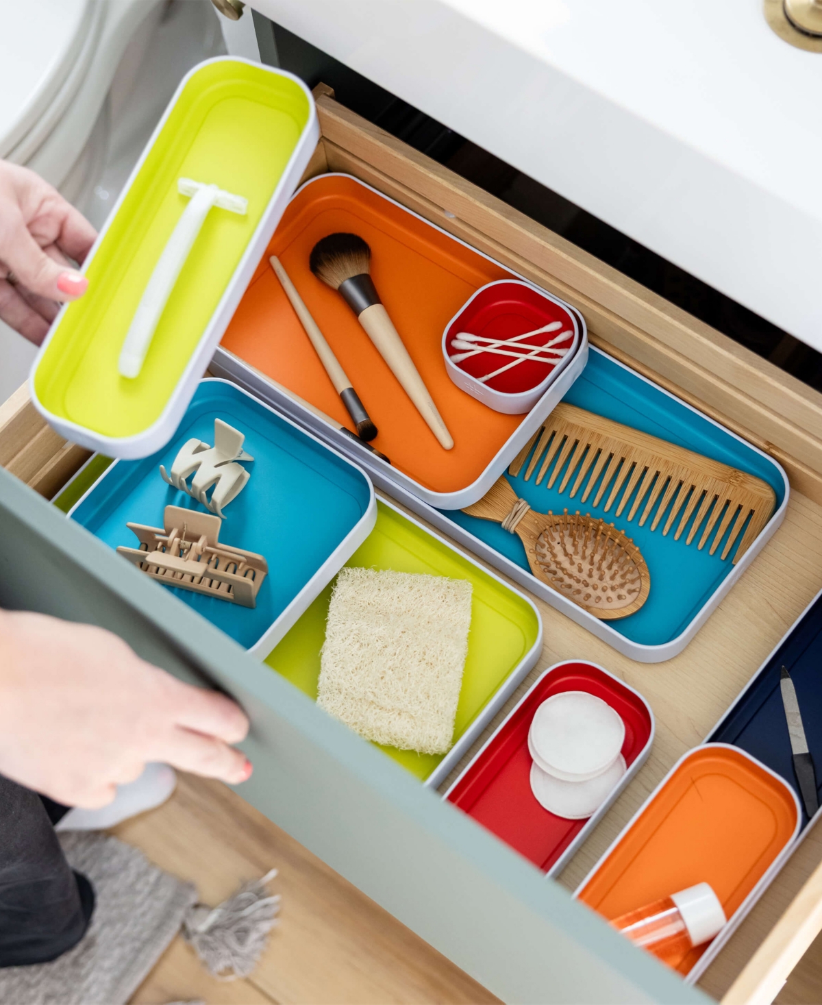 three by three Metal Drawer Organizer Bins, Set of 9