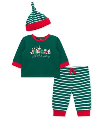 Baby Boys' Jingle Graphic Top, Striped Joggers and Hat, 3-Piece Set