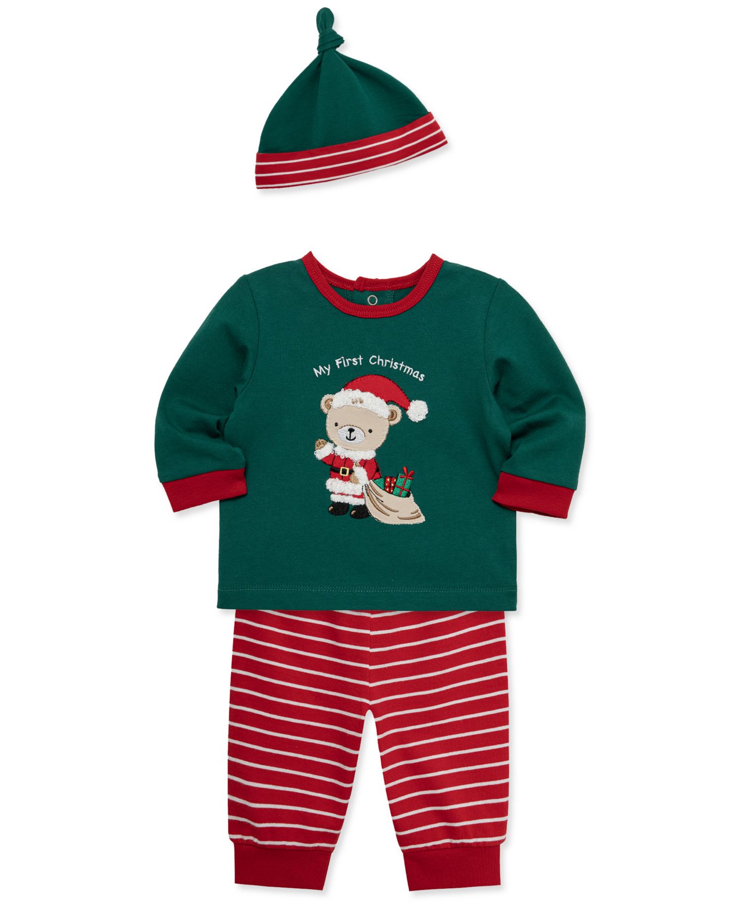 Baby Boys' Santa Bear Top, Joggers and Hat, 3-Piece Set