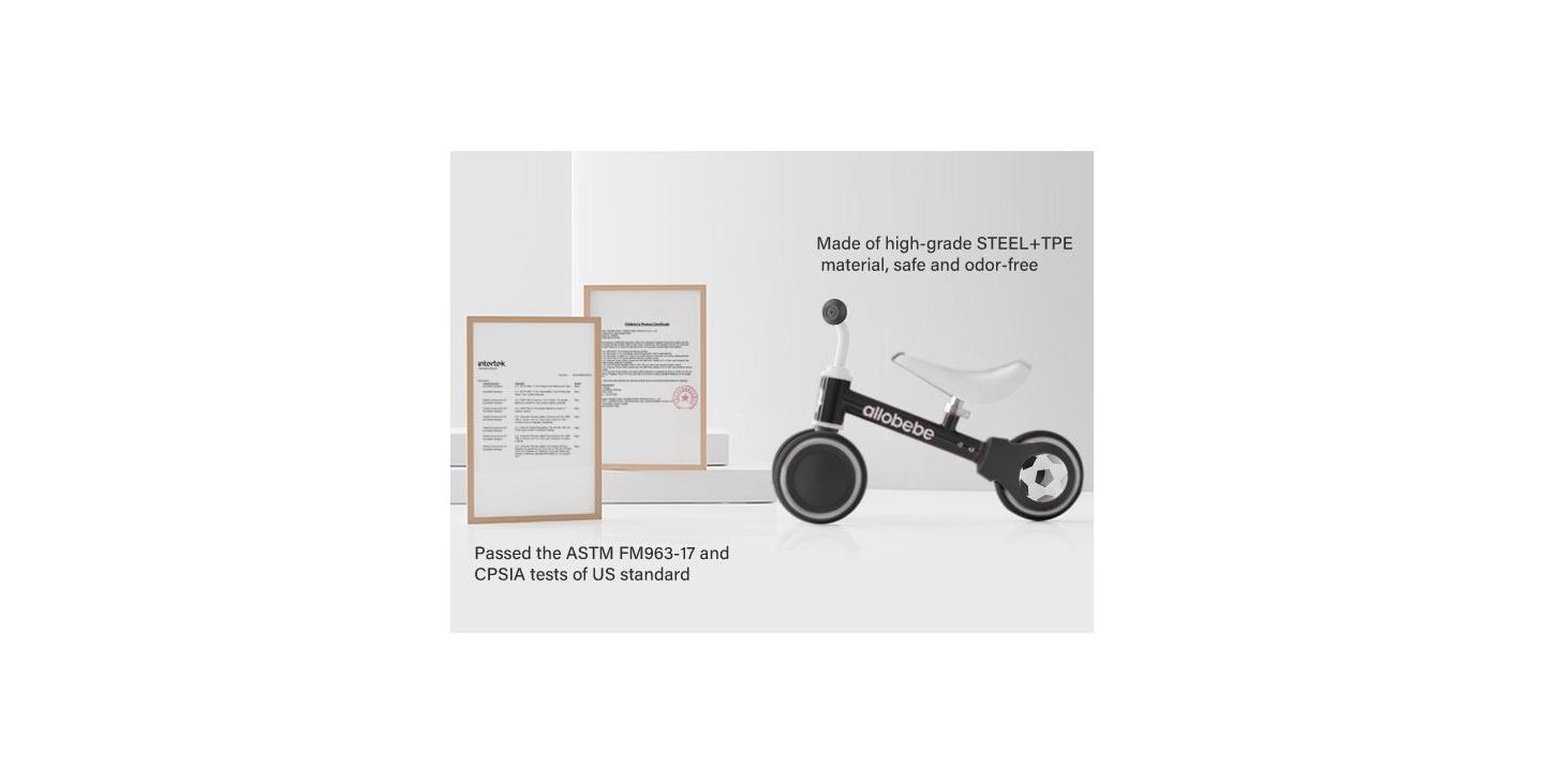 Детская игрушка Allobebe Baby Balance Bike 3-Wheel with Adjustable Seat and Silent Wheels Ride-On, Ages 1-3, цвет: Чёрный — фото 10