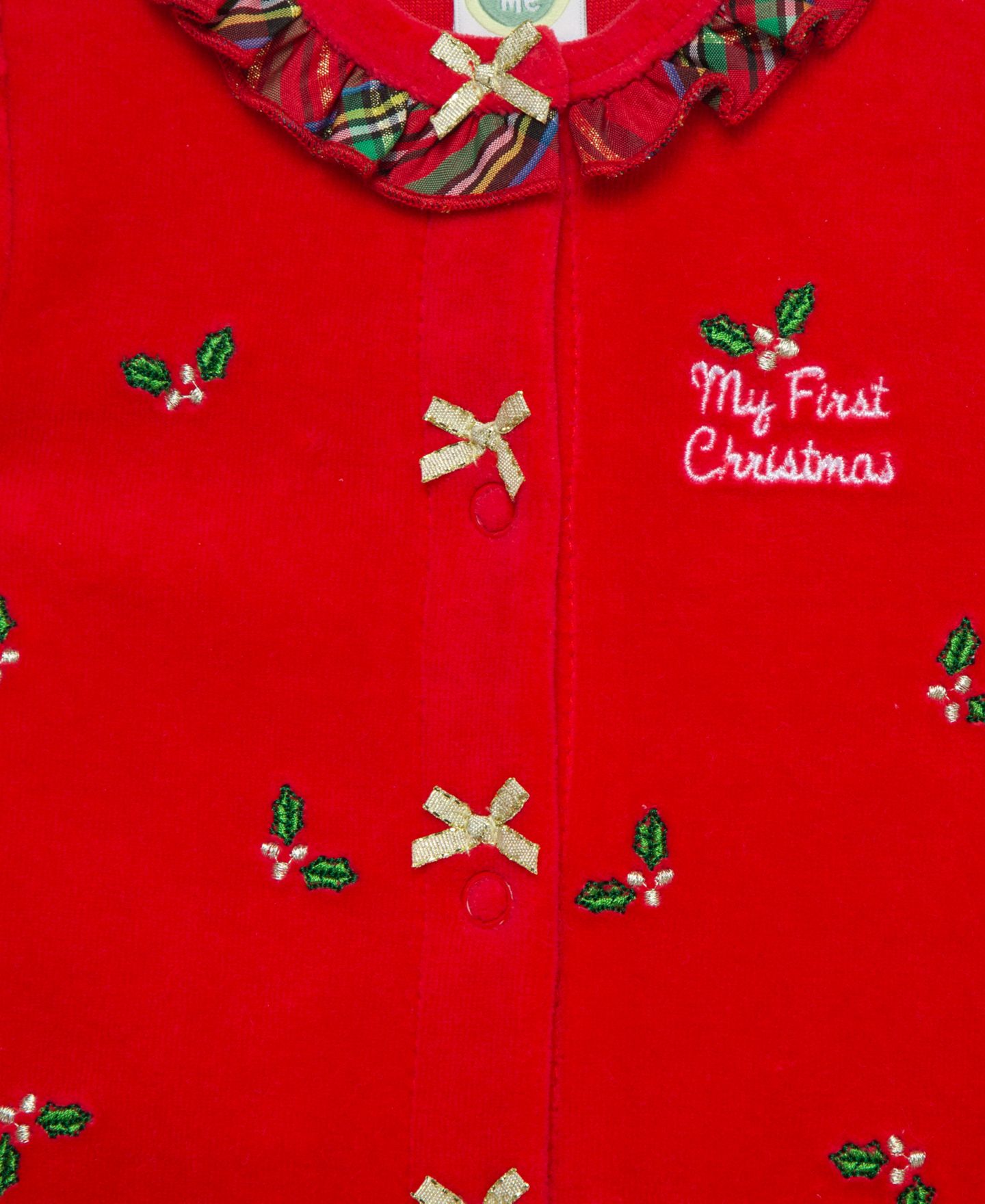 Комбинезон Little Me My First Christmas Holly Plaid Embroidered Velour Footed Coveralls для девочек-малышей, цвет: Красный — фото 4