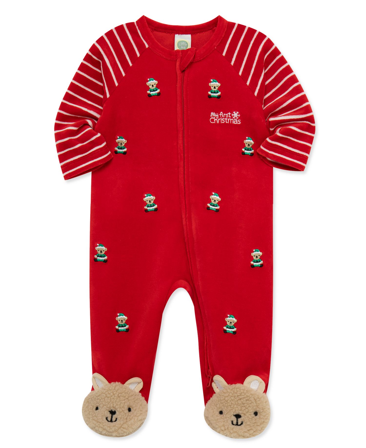 Baby Boys' Santa Bear My First Christmas Footed Coveralls
