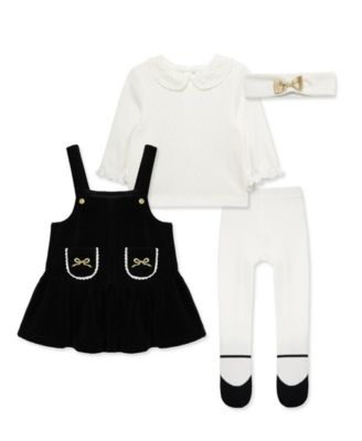 Baby Girls' Bow Embellished Jumper, Top, Tights and Headband, 4-Piece Set