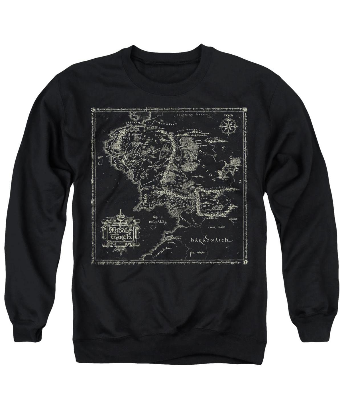 Lord Of The Rings Men's Map Of Me Long-Sleeve Graphic Crewneck Sweatshirt - Black