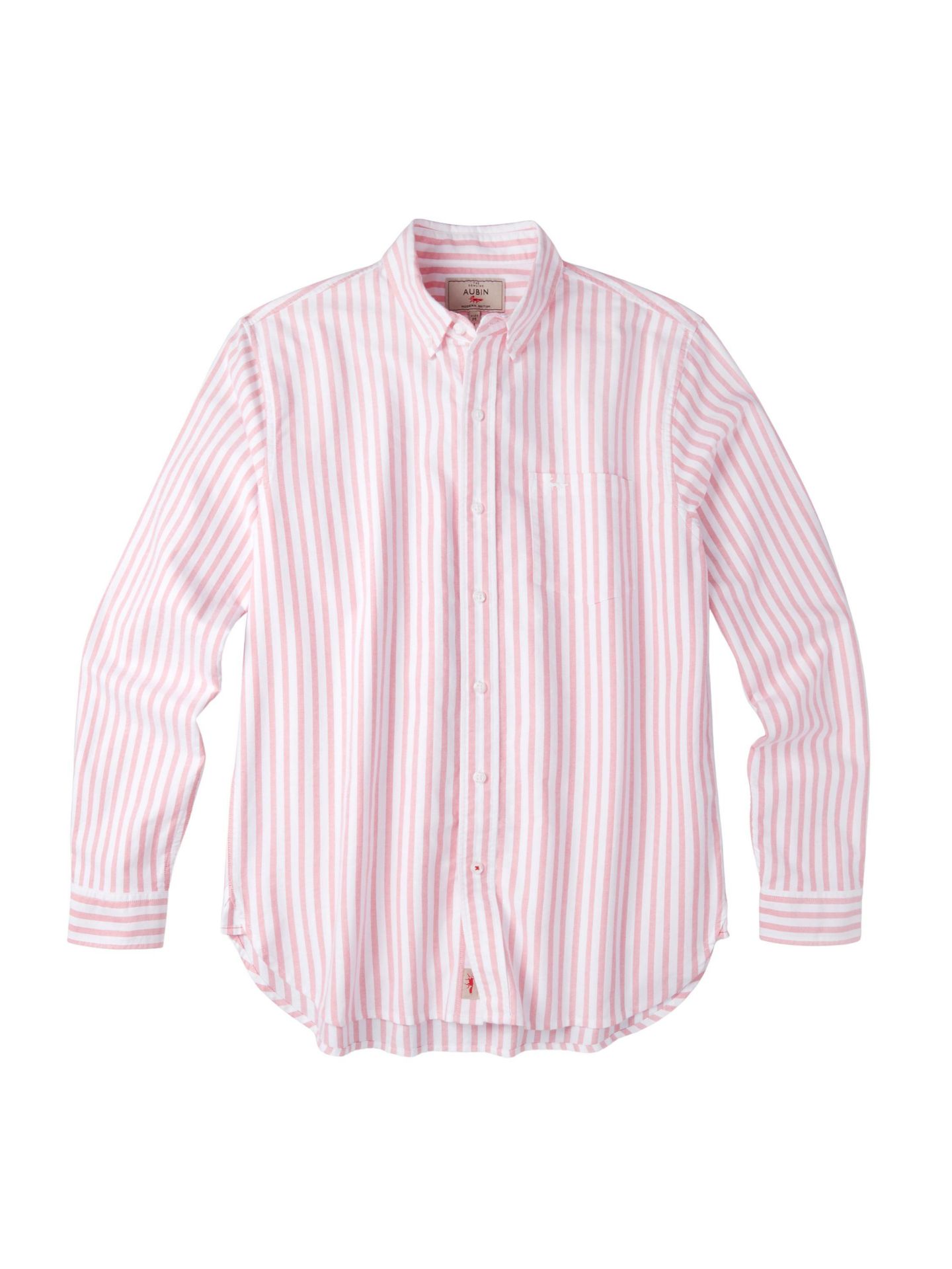 Мужская рубашка Aubin Aldridge Oxford Button Down, цвет: Яркий розовый полосатый — фото 6