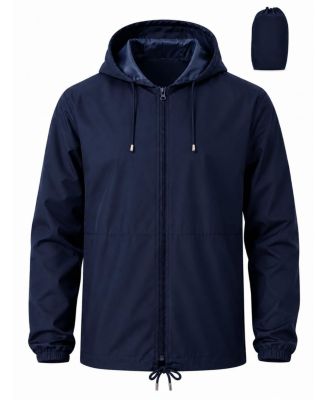 Men's Waterproof Packable Hooded Rain Jacket