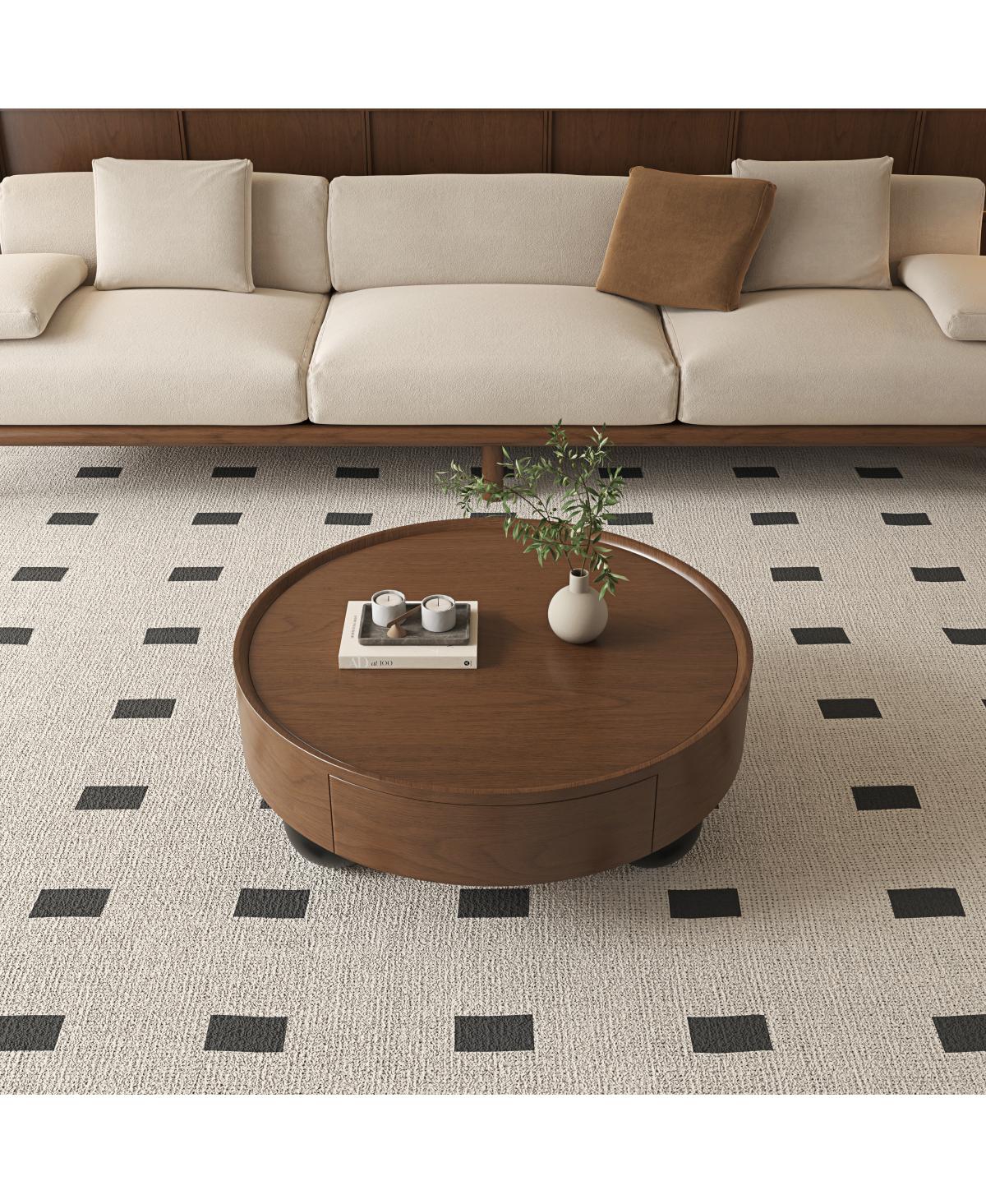 Streamdale Furniture Round Coffee Table with Storage and Feet