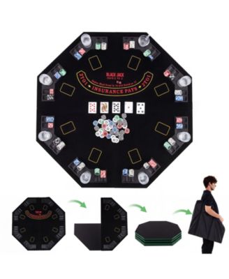 8-Player Portable Poker Table Top Cup Holders and Chip Trays Carrying Bag