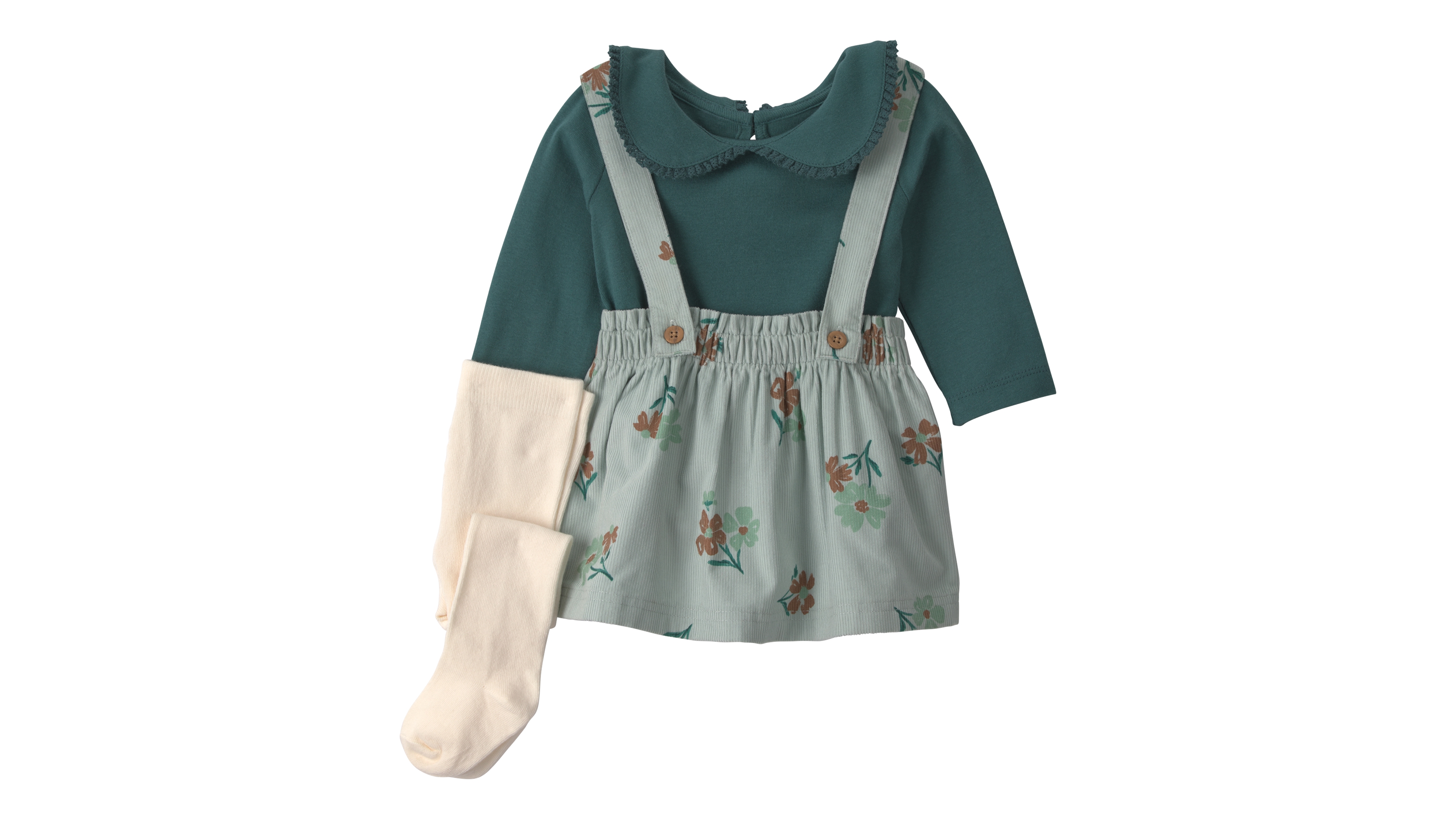Carter's Baby Girls' T-Shirt, Floral Corduroy Dress and Tights, 3-Piece Set
