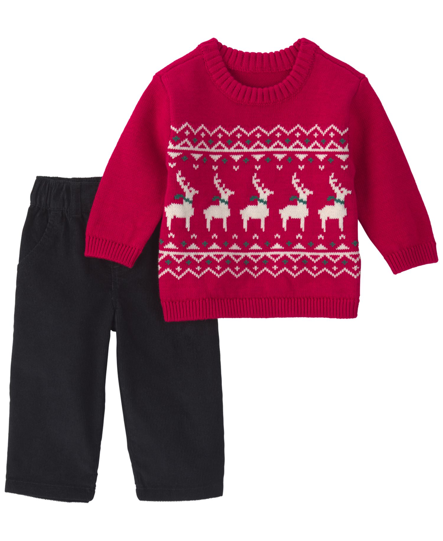 Baby Boys' Reindeer Fair Isle Sweater and Pants, 2-Piece Set