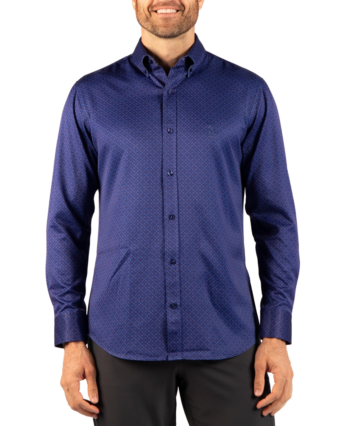 TailorByrd Men's Check Printed Performance Shirt