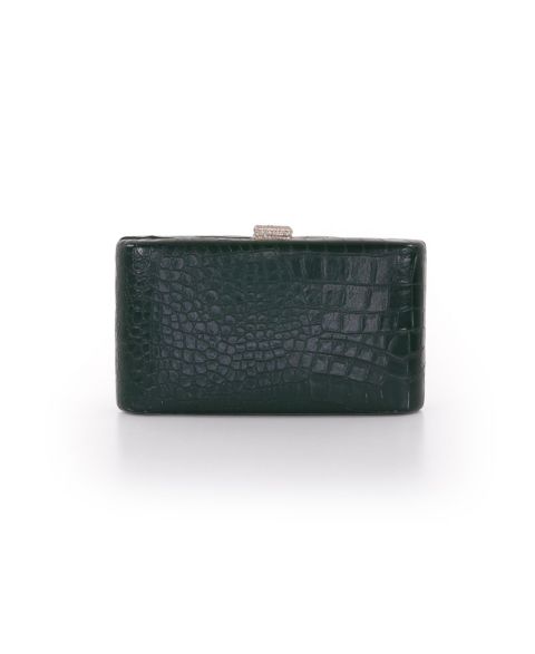 Женские клатчи Jewel Badgley Mischka Lula Croc Embossed Leather Minaudiere, цвет: Изумрудный
