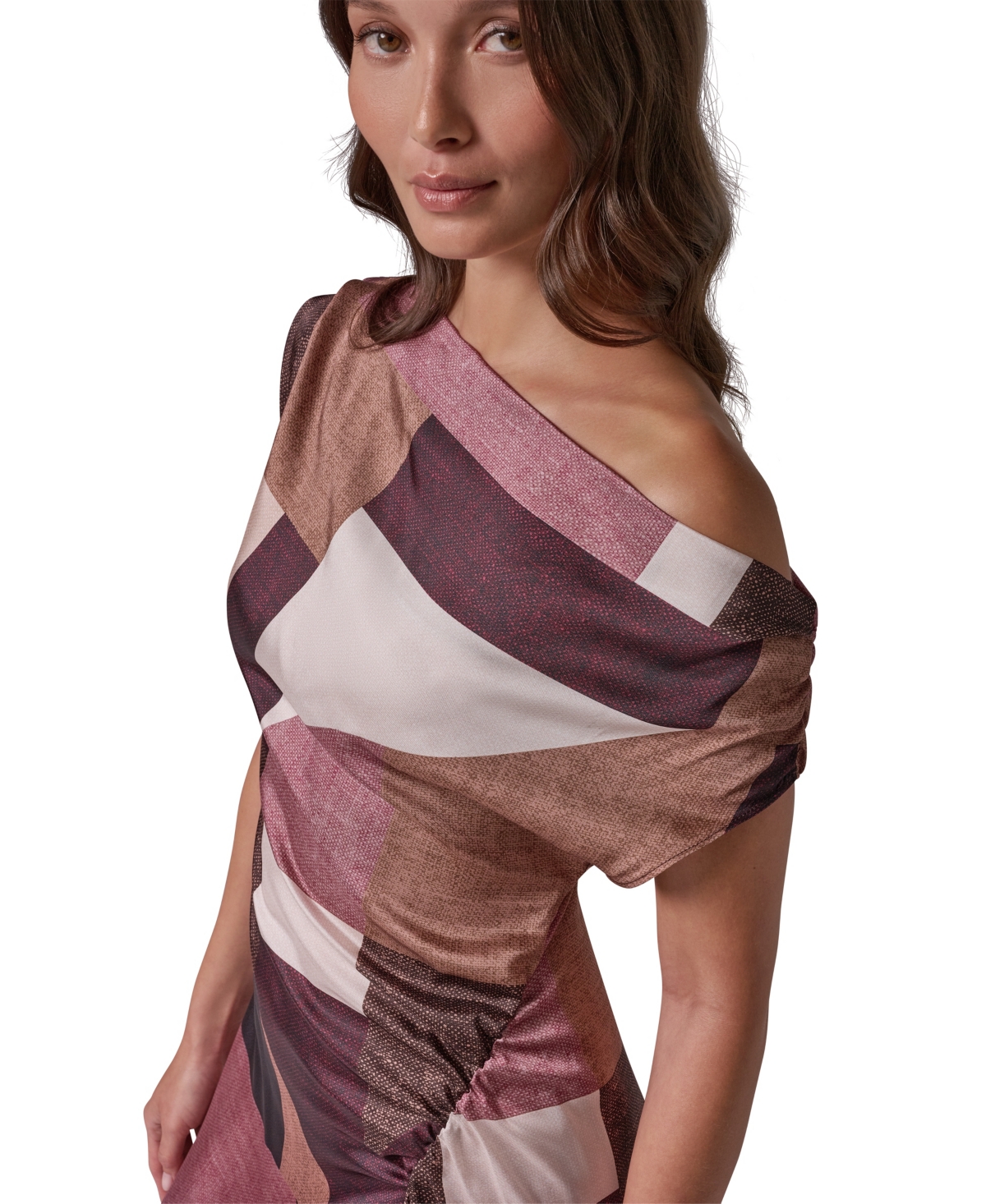 Donna Karan New York Women's Off-the-Shoulder Asymmetrical Midi Dress