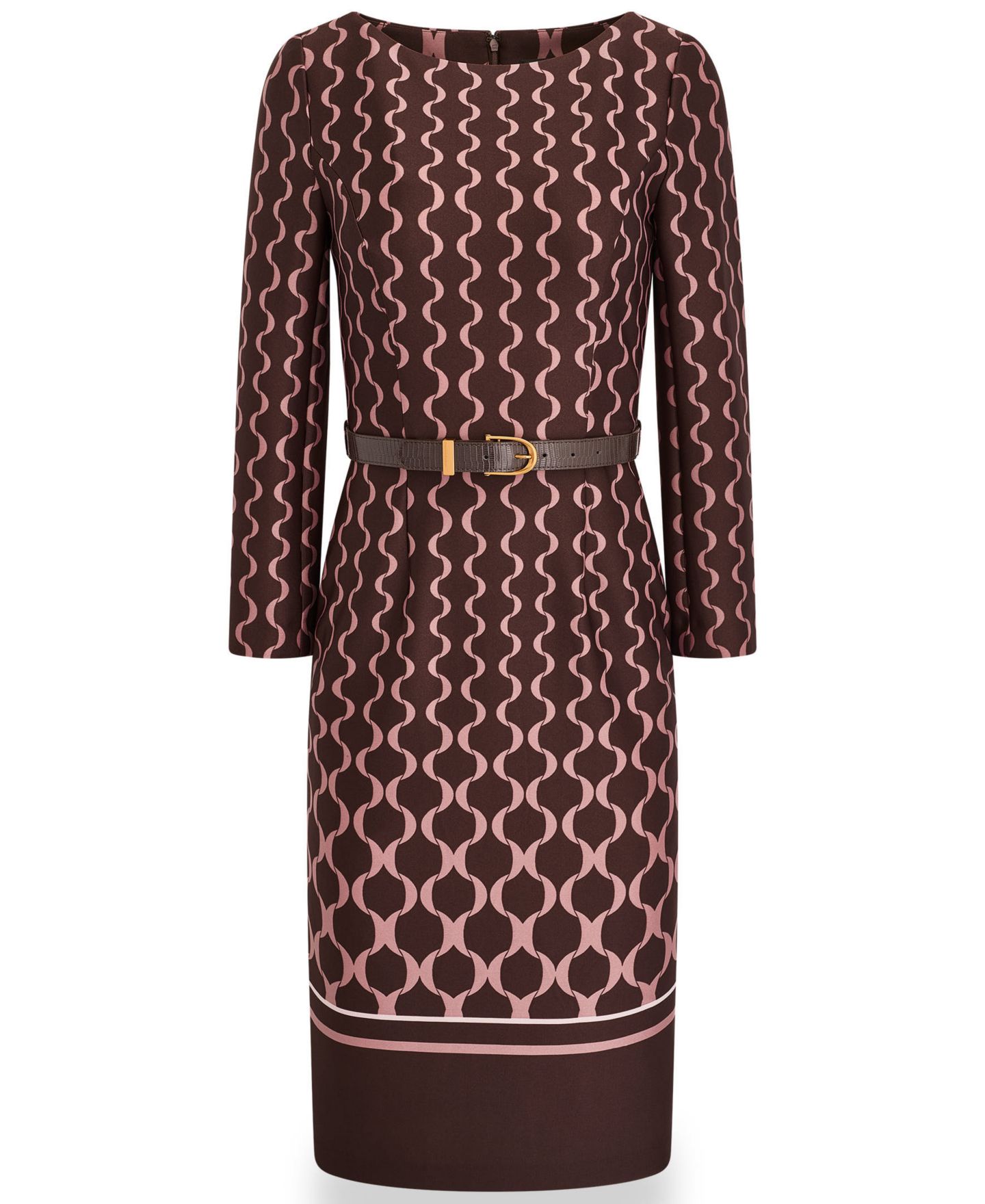 Женское платье Donna Karan New York Boat Neck Long-Sleeve Midi, цвет: Тёмно-коричневый разноцветный — фото 5