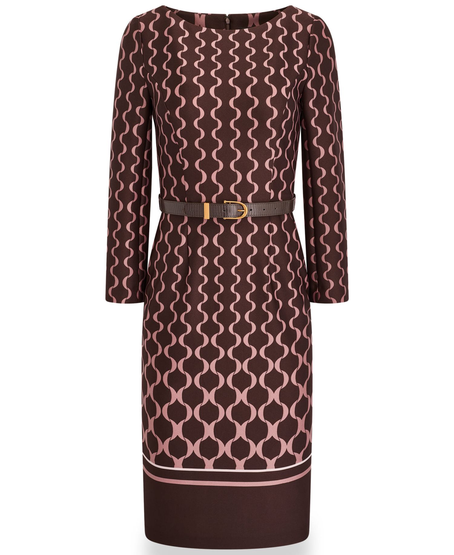 Women's Boat Neck Long-Sleeve Midi Dress