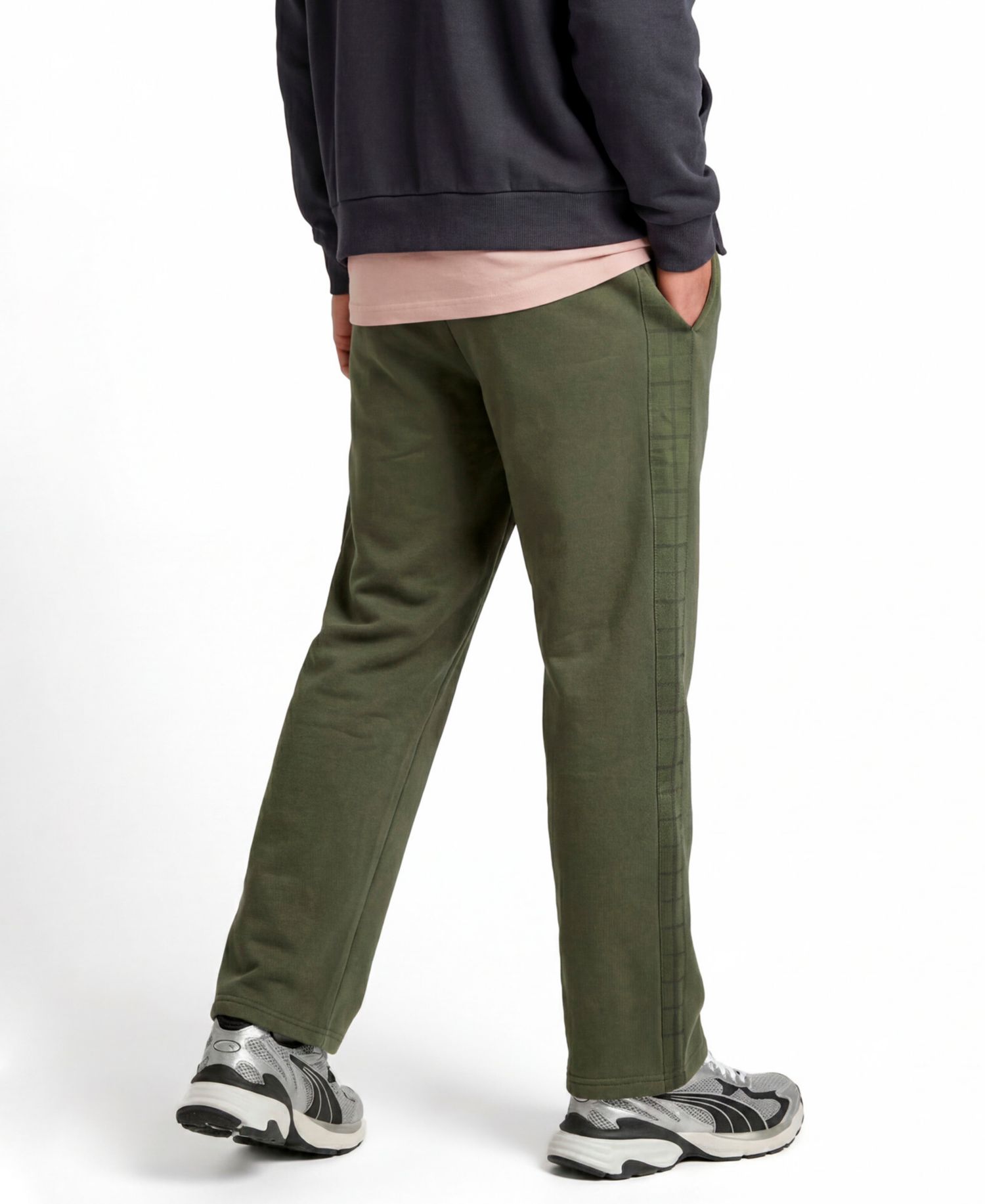 Men's Tartan Wide-Leg Solid Pants