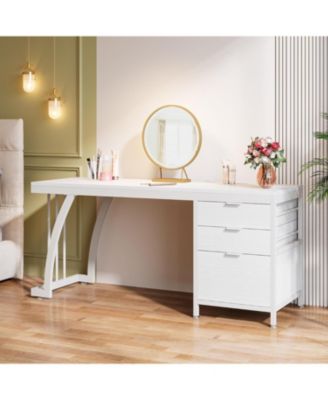 Vanity Desk with 3 Drawers, 59-Inch Chic Makeup Desk for Women