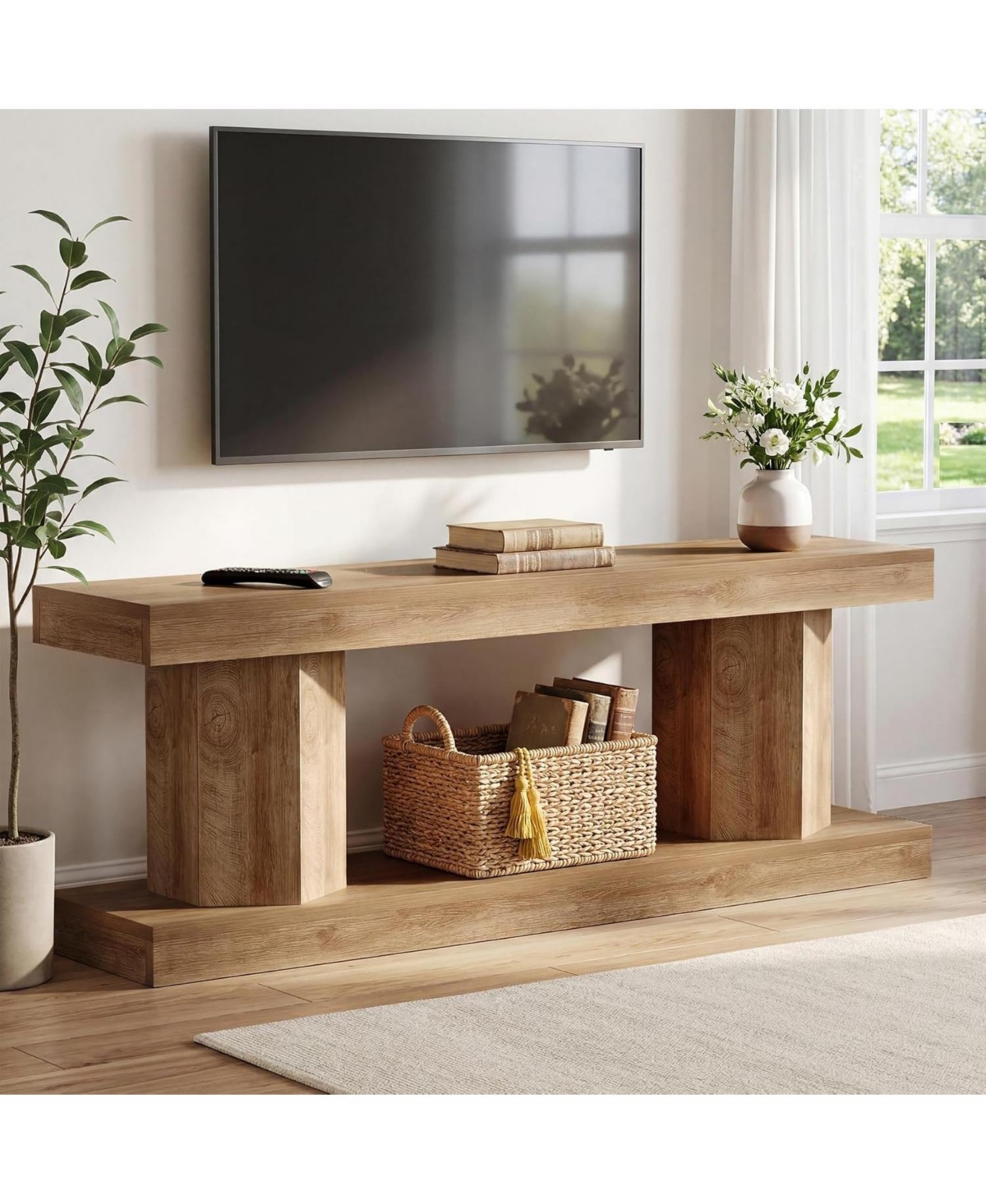 Tribesigns 63" Tv Stand with 2-Tier Storage for 70" TVs