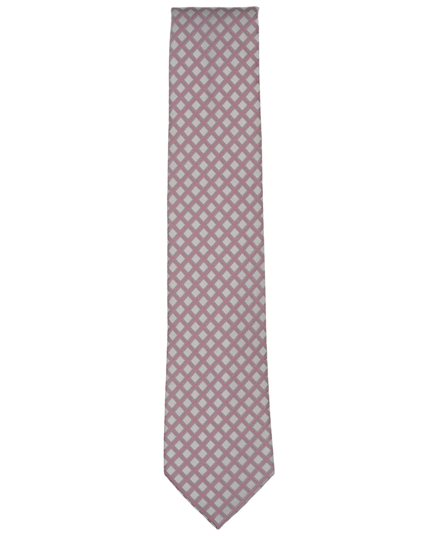 Мужской галстук Michael Kors Binguey Grid Pattern Slim Tie, цвет: Серый — фото 2