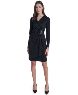 Women's Long-Sleeve Wrap Sheath Dress