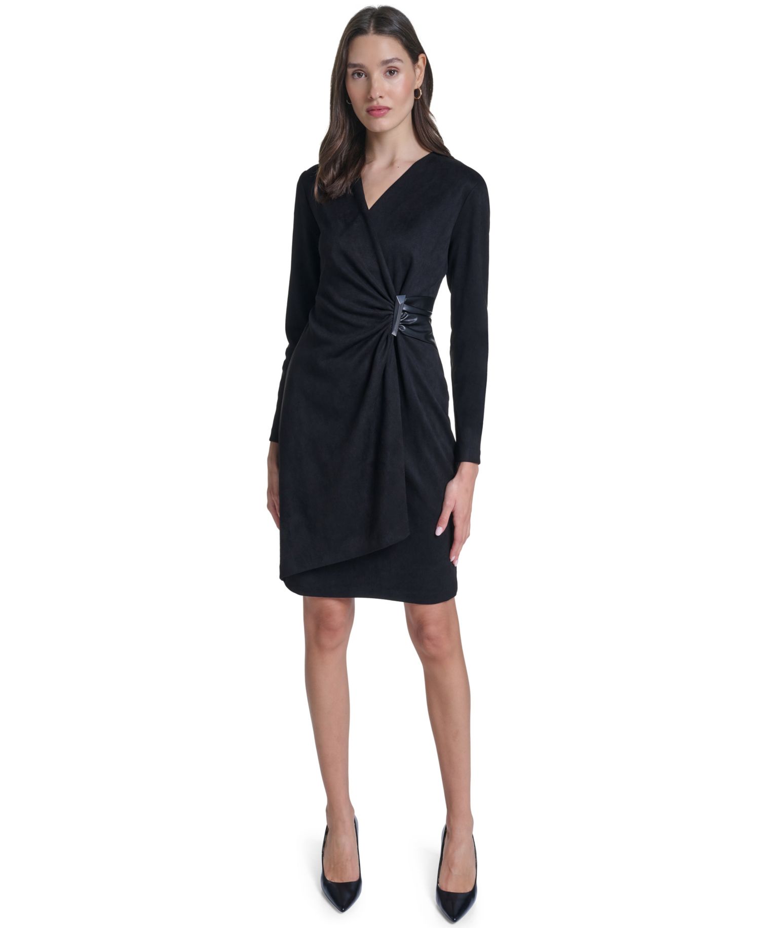 Women's Long-Sleeve Wrap Sheath Dress