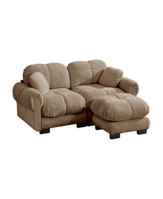 Chenille Cloud L-Shaped Loveseat Sofa,Stylish petal design Sofa Couch with Movable Ottoman